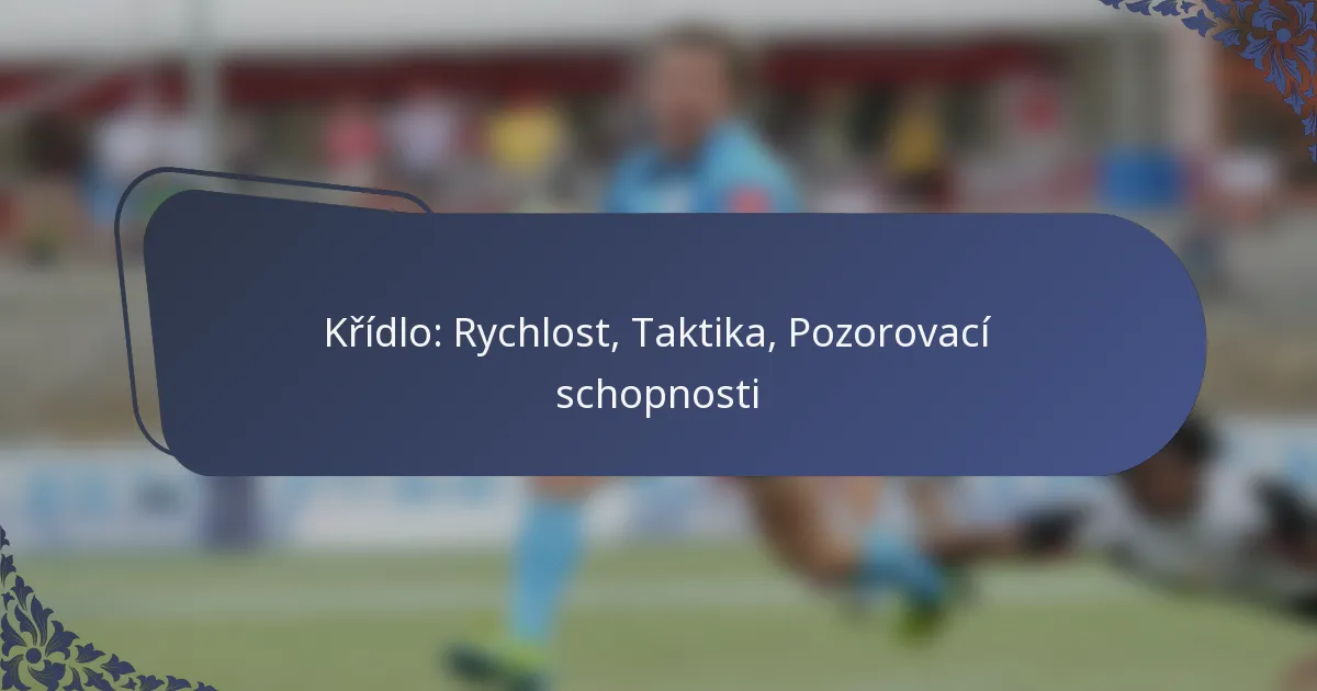 Křídlo: Rychlost, Taktika, Pozorovací schopnosti