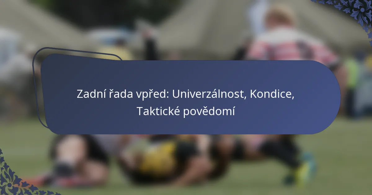 Zadní řada vpřed: Univerzálnost, Kondice, Taktické povědomí