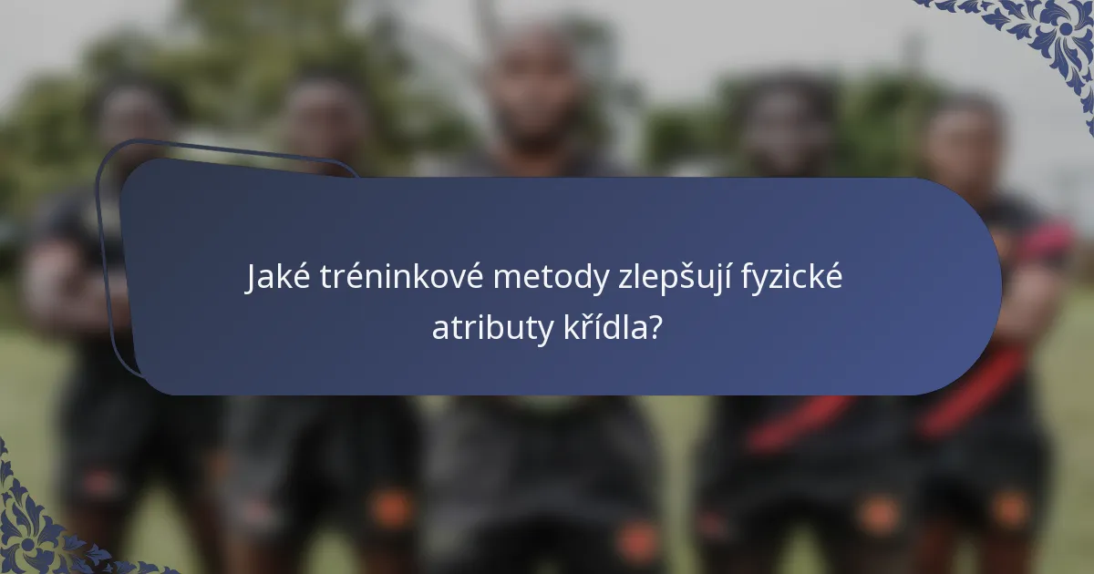 Jaké tréninkové metody zlepšují fyzické atributy křídla?