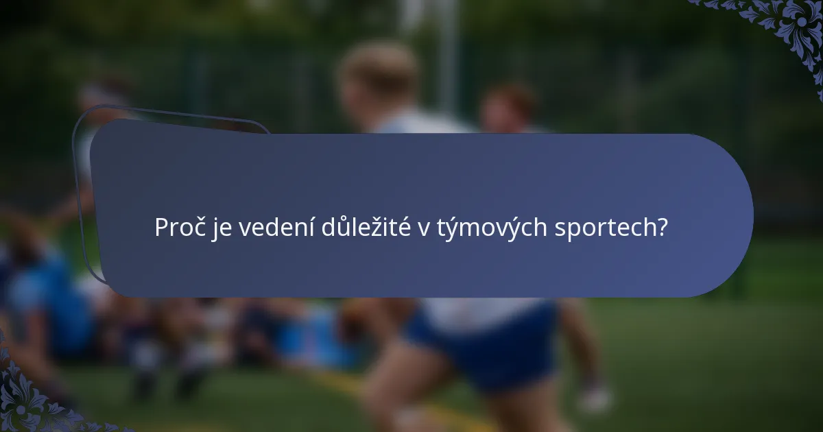 Proč je vedení důležité v týmových sportech?